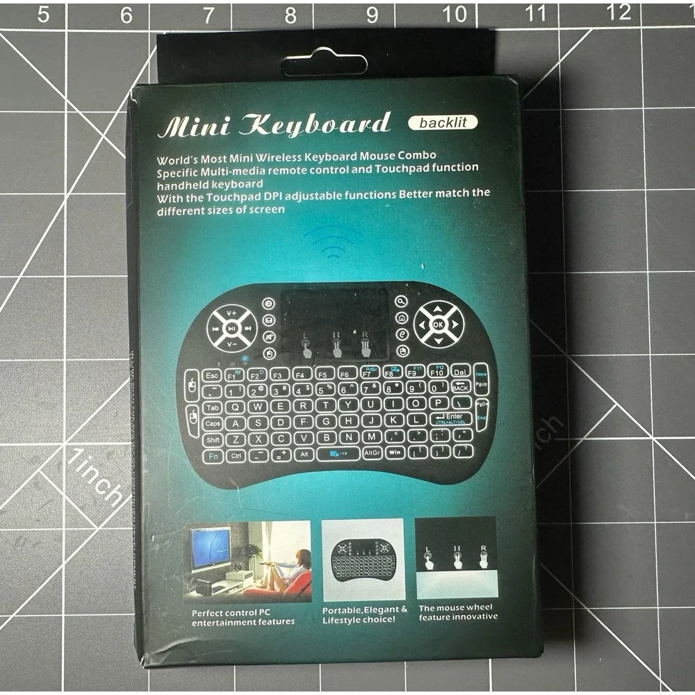 Side grip handheld QWERTY Backlit Mini Wireless USB Universal Keyboard NIB
